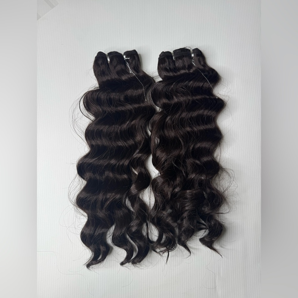 Human Hair Blend Weft Extensions #3 Dark Brown – 18” Body Wave 2 Bundles